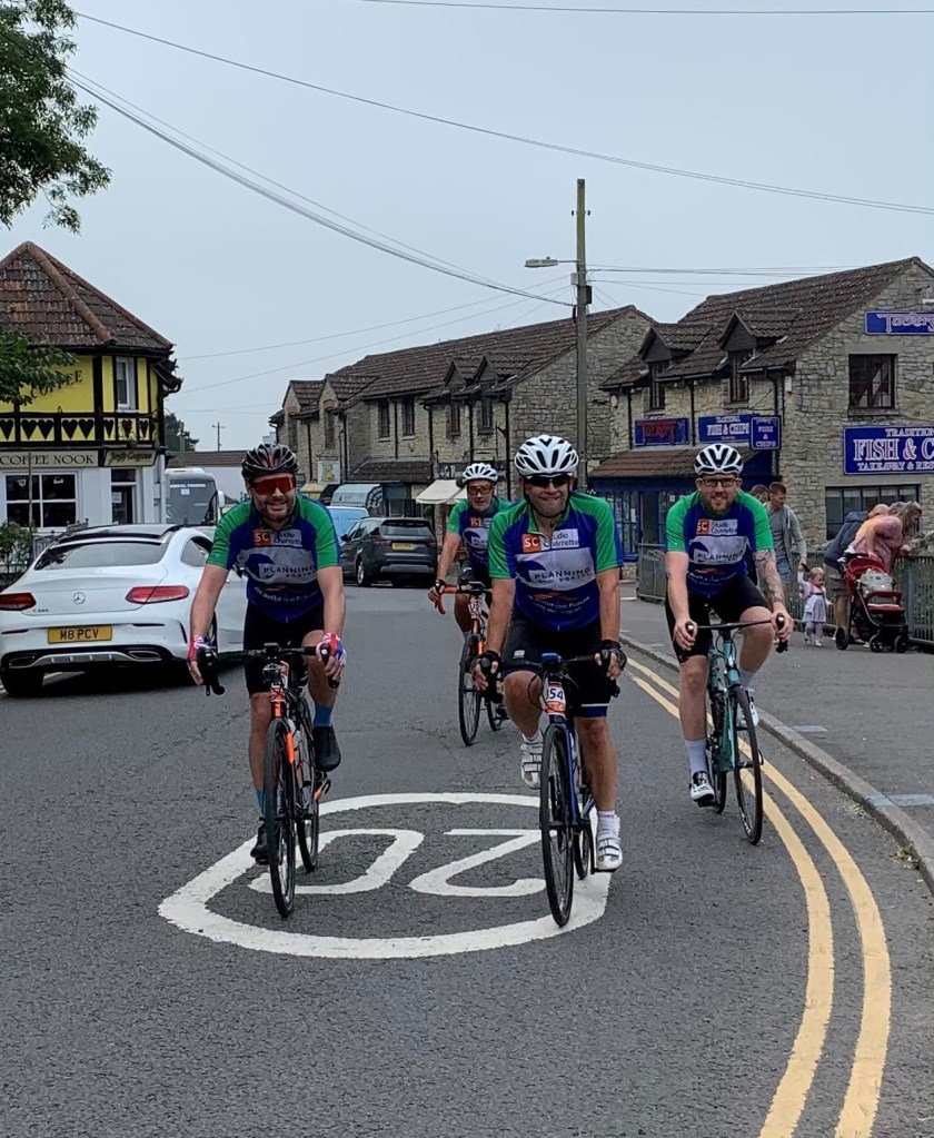 The cyclists setting off