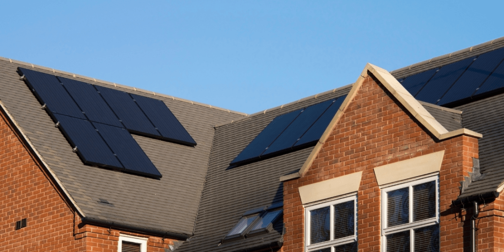 solar panels on the roof of a modern build uk house